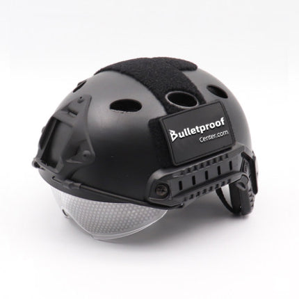 FAST PJ®High Cut ABS Tactical Bump Helmet With Built In Goggles - Black - FAST Style Tactical Helmet - HelmetCamp.com